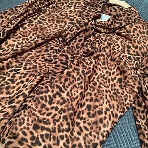 Chico’s Bow Blouse Lynx Woven Pattern Animal Print 238